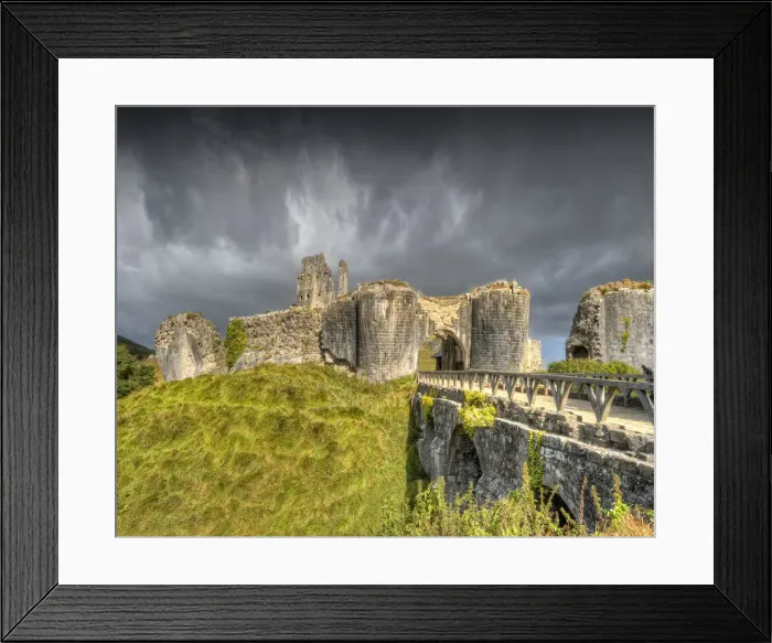 Framed Print : Approaching storm at Corfe Castle, Dorset England Framed Print : Approaching storm at Corfe Castle, Dorset England