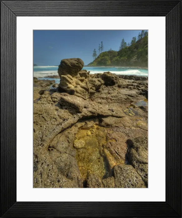 Framed Print : Volcanic outcrop Cresswell bay