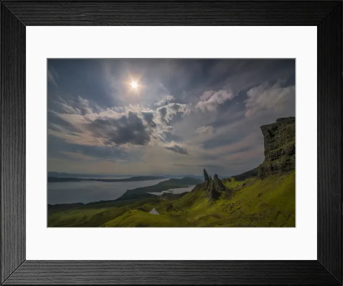 Framed Print : Sunstar and the old man of Storr Framed Print : Sunstar and the old man of Storr