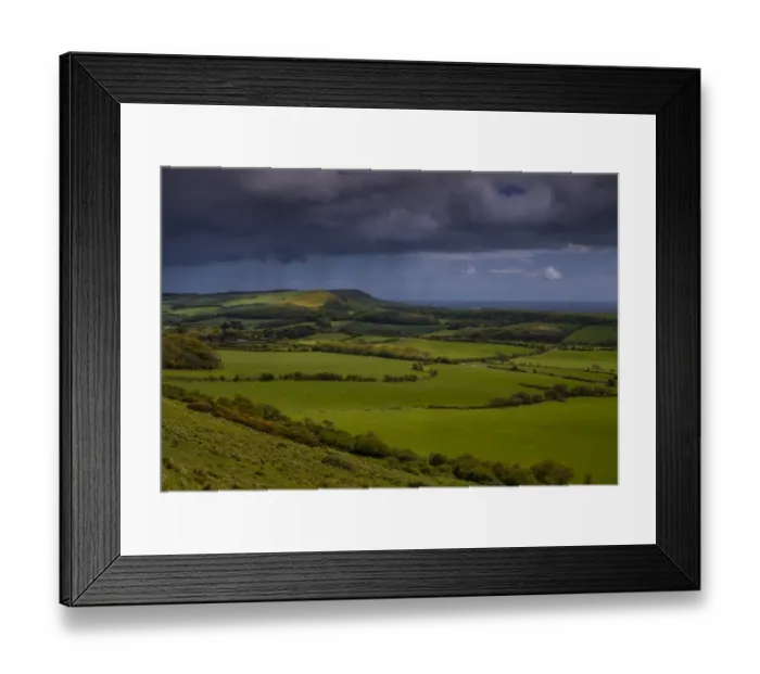 Framed Print : Rain over the Purbeck hills Framed Print : Rain over the Purbeck hills