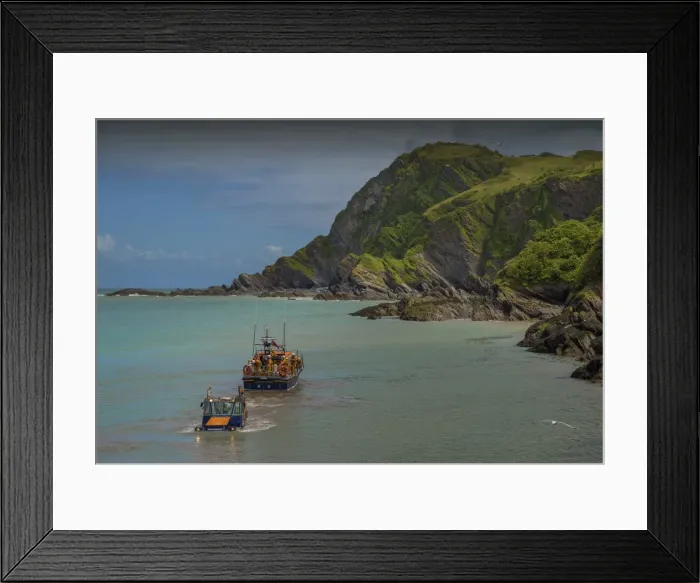 Framed Print : Lifeboat launch Ilfracombe Framed Print : Lifeboat launch Ilfracombe