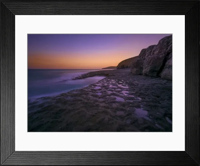 Framed Print : Dancing Ledge sunset afterglow
