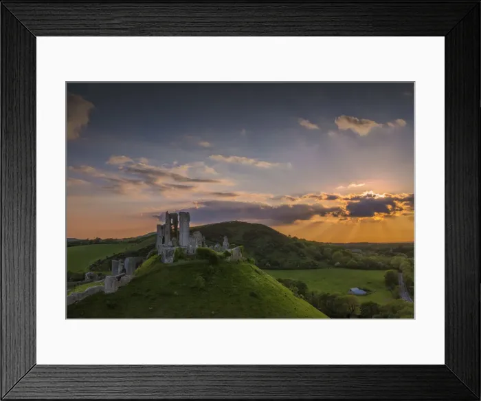 Framed Print : Evening light at Corfe Castle
