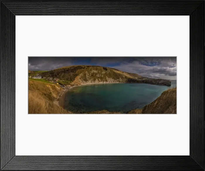 Framed Print : Lulworth cove Panorama Framed Print : Lulworth cove Panorama