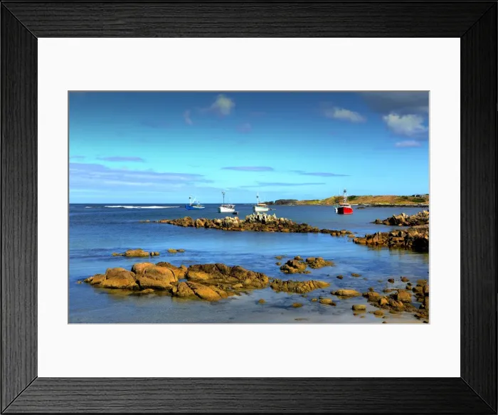 Framed Print : Boats at Anchor Currie Harbour Framed Print : Boats at Anchor Currie Harbour