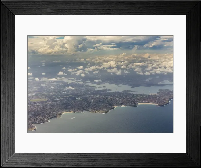 Framed Print : Aerial view, Sydney with the Tasman Sea, Port Jackson, Parramatta River, Sydney, New South Wales, Australia