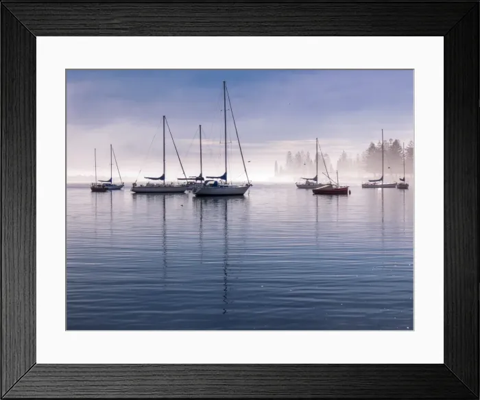 Framed Print : Misty Morning on Pelican Bay