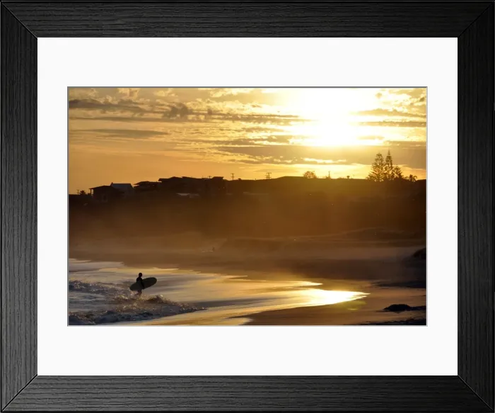 Framed Print : Sunset surfing