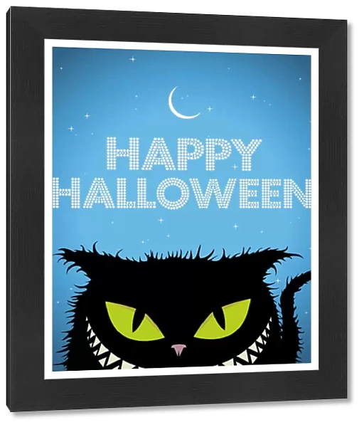 Happy Halloween Black Cat with evil smile