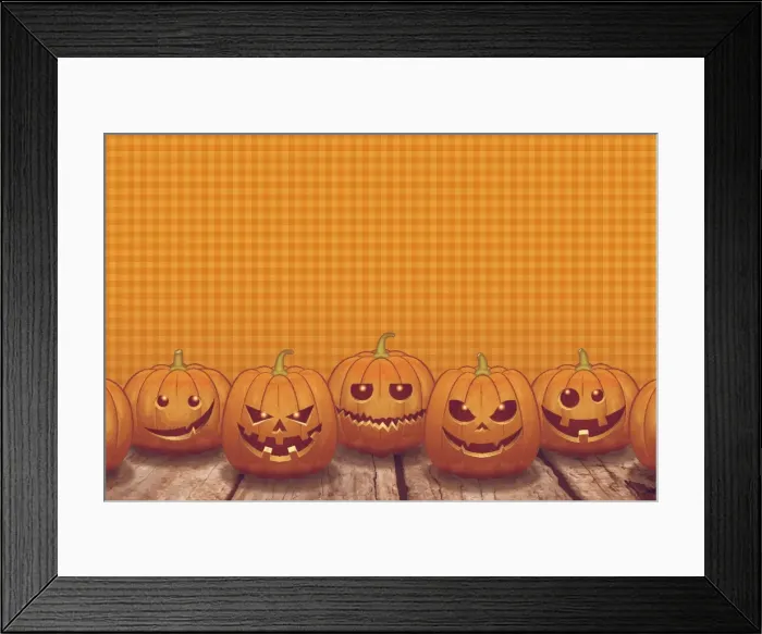 Framed Print : Halloween background [Jack o Lantern on the board]