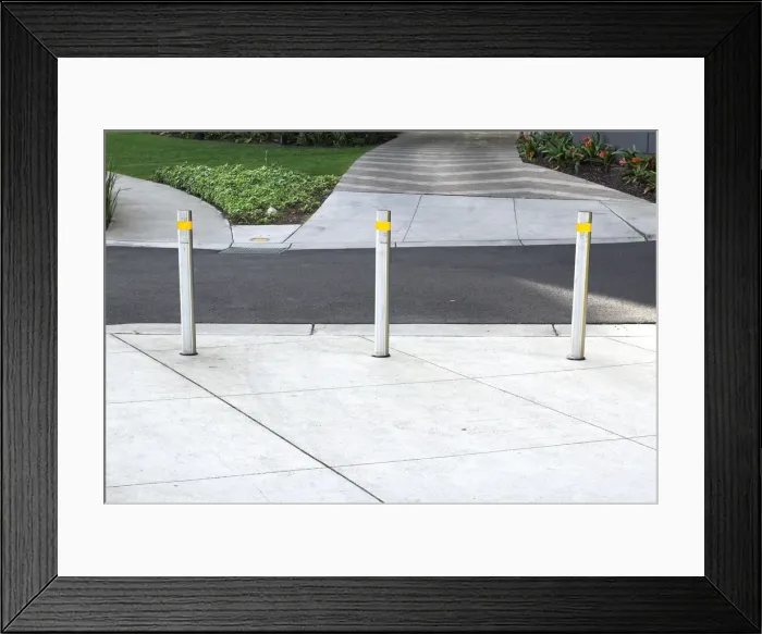 Framed Print : Poles. Three poles in street Framed Print : Poles. Three poles in street