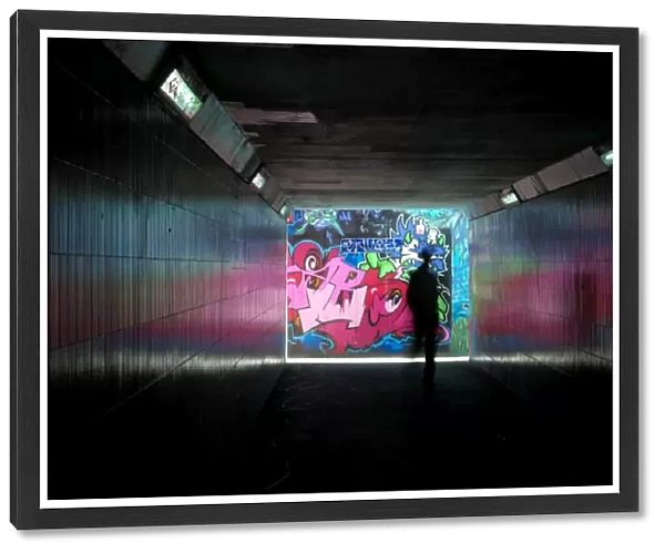 underpass. silhouette in tunnel
