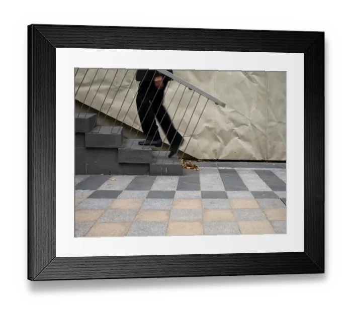 Framed Print : stairs. man on stairs