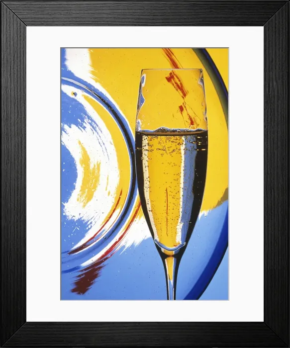 Framed Print : Champagne glass, colorful background Framed Print : Champagne glass, colorful background