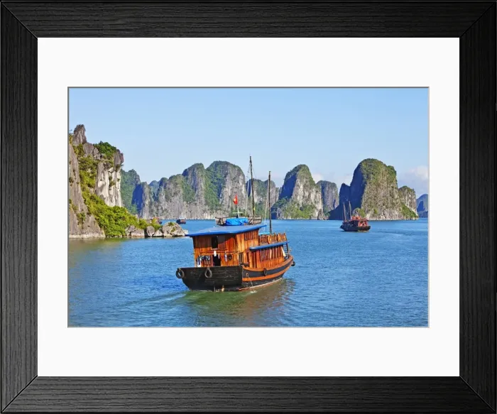 Framed Print : Boats and Rock formations, Ha long Bay Framed Print : Boats and Rock formations, Ha long Bay