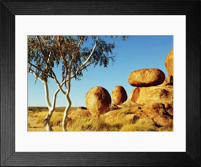 Framed Print : Australia, Northern Territory, Devils Marbles rock formation Framed Print : Australia, Northern Territory, Devils Marbles rock formation