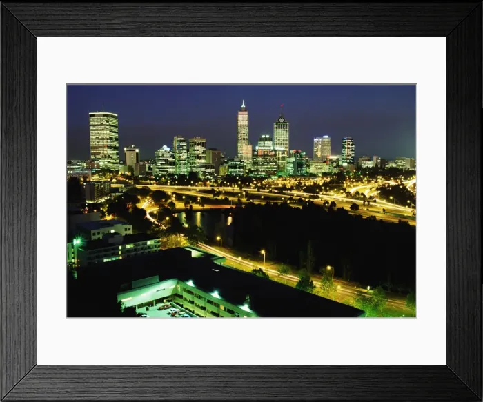 Framed Print : Australia, Western Australia, Perth, cityscape and skyline at night Framed Print : Australia, Western Australia, Perth, cityscape and skyline at night