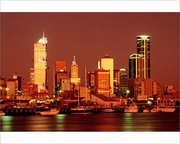 City Skyline at Dusk Melbourne, Australia