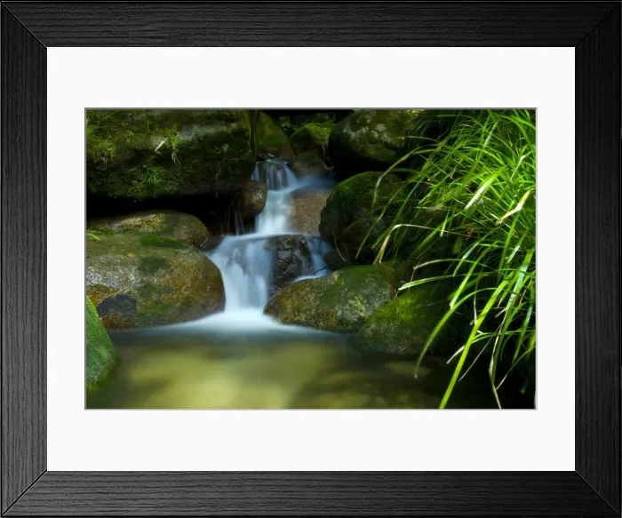 Framed Print : Water over boulders in rainforest Framed Print : Water over boulders in rainforest