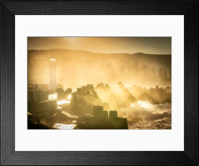 Framed Print : lights. wollongong light house after storm Framed Print : lights. wollongong light house after storm