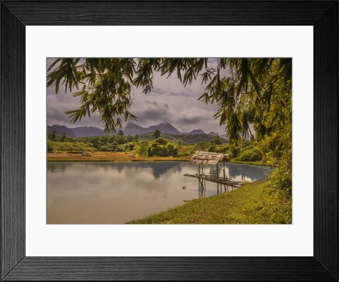 Framed Print : Monk Nong Khiaw, province of Luang Prabang, Laos