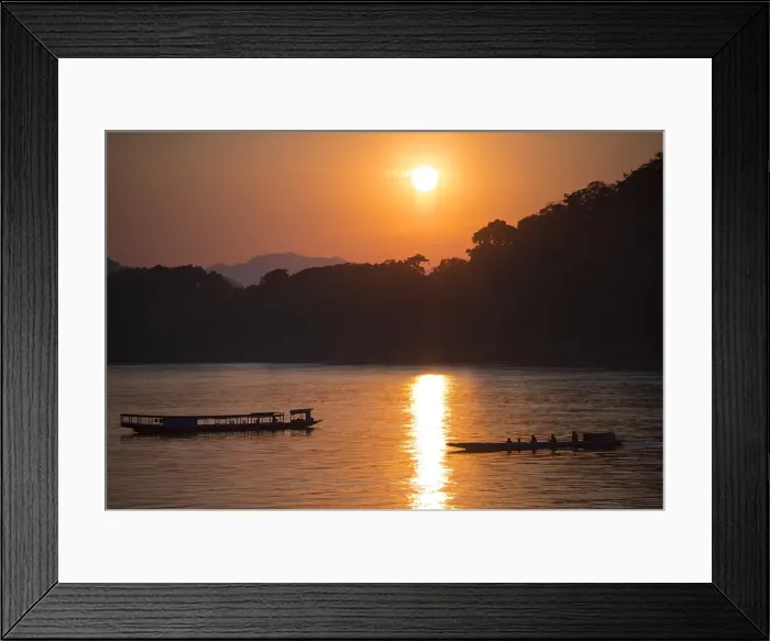 Framed Print : Dusk on the Mekong River in Luang Prabang, Laos Framed Print : Dusk on the Mekong River in Luang Prabang, Laos
