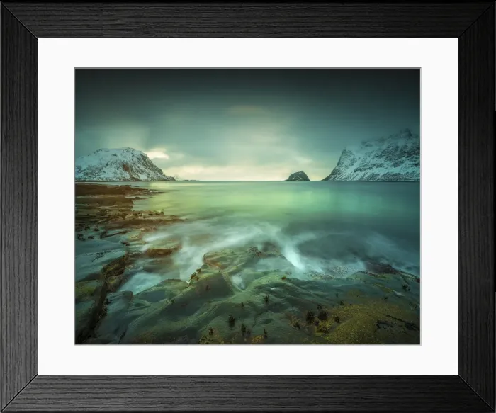 Framed Print : A winter scene near Utakleiv, Lofoten, the Arctic circle of Norway