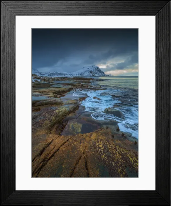 Framed Print : A winter scene near Utakleiv, Lofoten, the Arctic circle of Norway Framed Print : A winter scene near Utakleiv, Lofoten, the Arctic circle of Norway