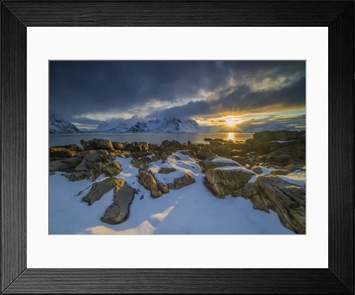 Framed Print : Winter time at Vareidsundet, Lofoten, the Arctic circle of Norway