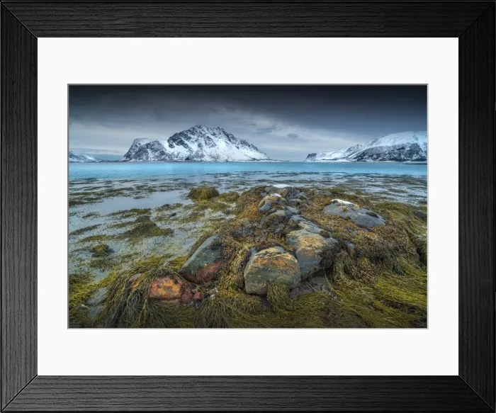 Framed Print : A winter scene at Henningsvaer, Lofoten Peninsular, arctic circle of Norway