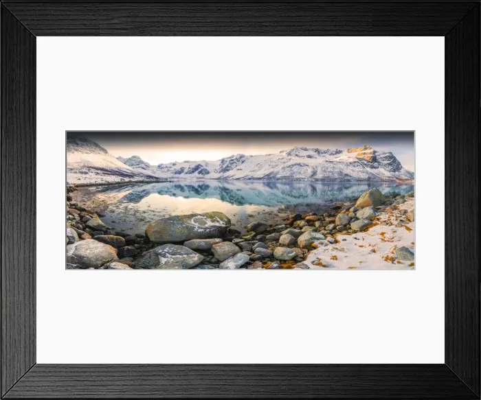 Framed Print : A snowy scene at Grotfjord in the winter, arctic circle of Norway Framed Print : A snowy scene at Grotfjord in the winter, arctic circle of Norway