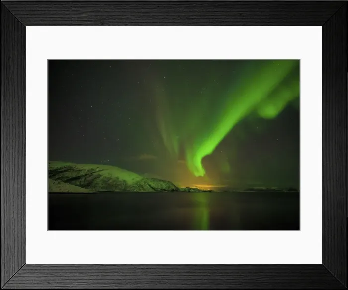 Framed Print : Lauklinnes in winter and the Aurora Borealis, arctic circle of Norway