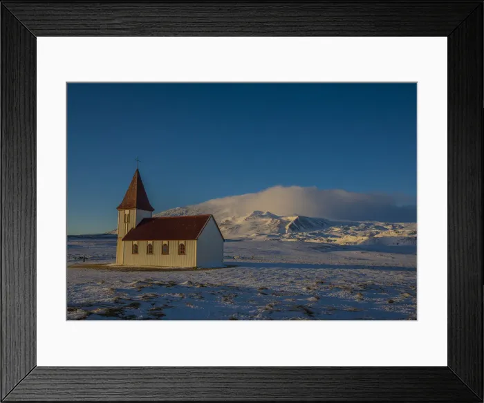 Framed Print : Church at Arnarstapi during Winter in Iceland Framed Print : Church at Arnarstapi during Winter in Iceland