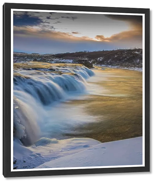Winter at Faafoss waterfall in Iceland