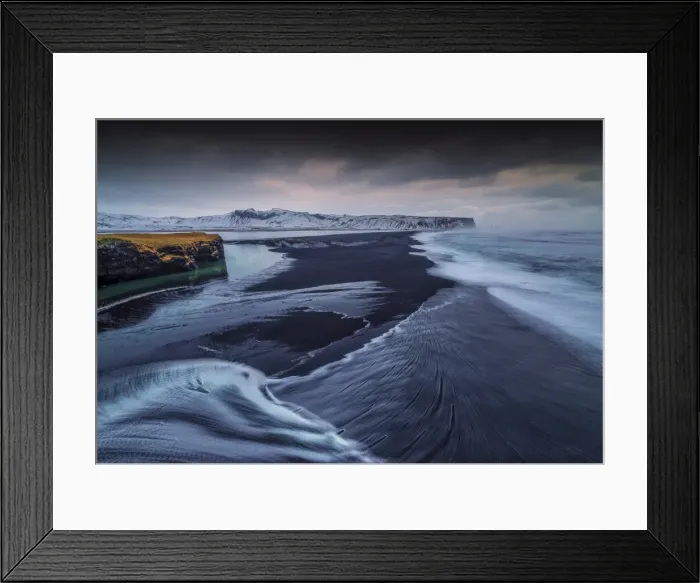 Framed Print : Winter on the coastline at Reynisfjara in southern Iceland