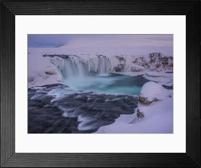 Framed Print : Winter at Ljosa and Godafoss waterfall in northern Iceland