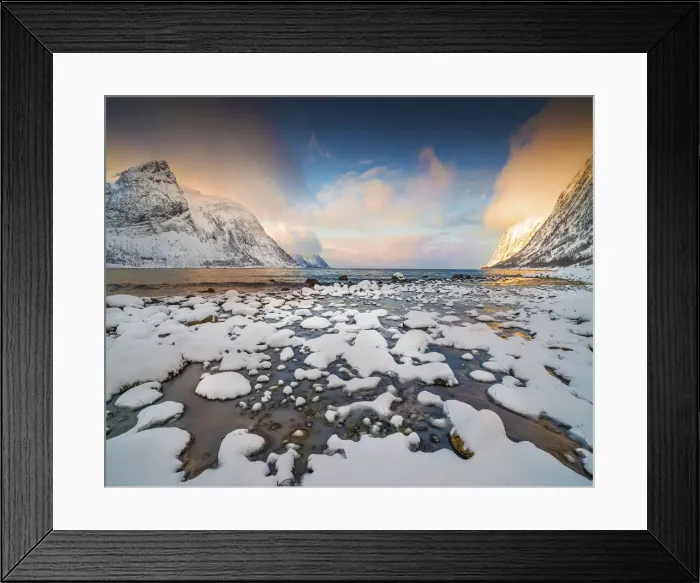 Framed Print : Ersfjord in winter, Arctic circle of Norway Framed Print : Ersfjord in winter, Arctic circle of Norway