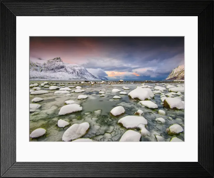 Framed Print : Ersfjord in winter, Arctic circle of Norway Framed Print : Ersfjord in winter, Arctic circle of Norway