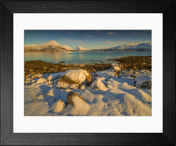Framed Print : Scenic view in the Fiskefjorden region during winter-time, Arctic circle of Norway Framed Print : Scenic view in the Fiskefjorden region during winter-time, Arctic circle of Norway