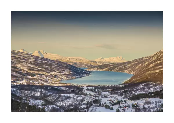 Scenic views at Fossbakken during the winter months, Arctic circle of Norway