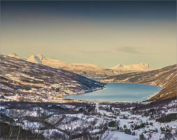 Scenic views at Fossbakken during the winter months, Arctic circle of Norway