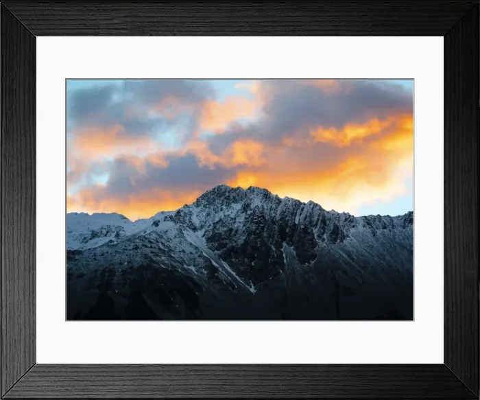 Framed Print : Sunrise over the snow covered mountains Framed Print : Sunrise over the snow covered mountains