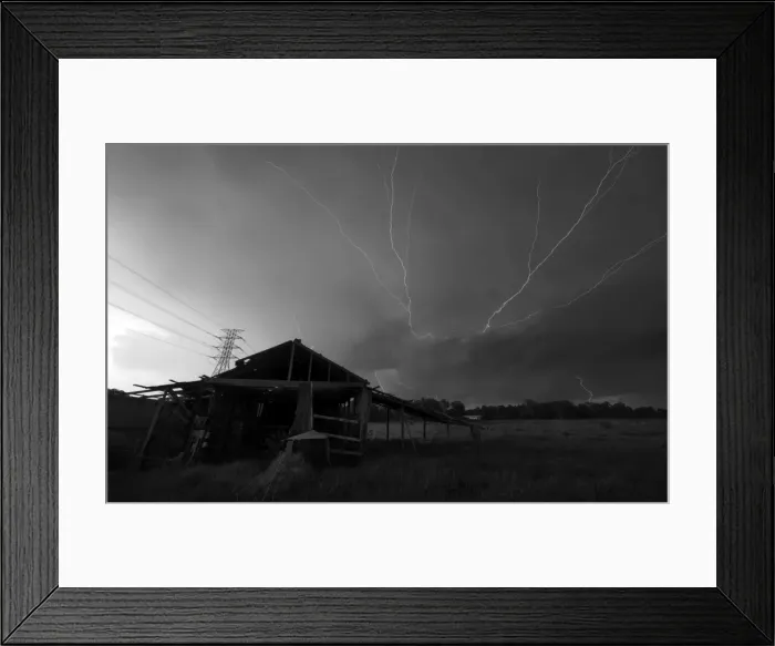 Framed Print : Lightning and a shed Framed Print : Lightning and a shed