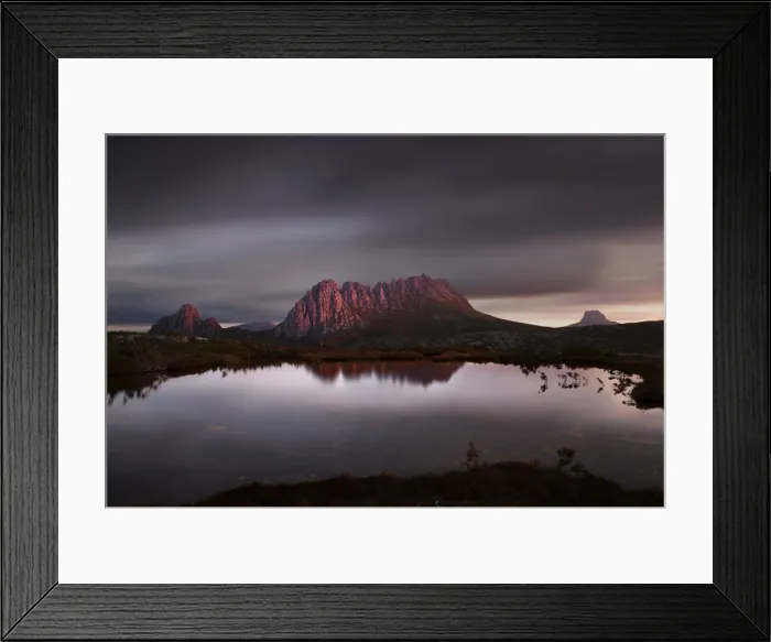 Framed Print : Cradle mountain reflection mountain tarn sunset