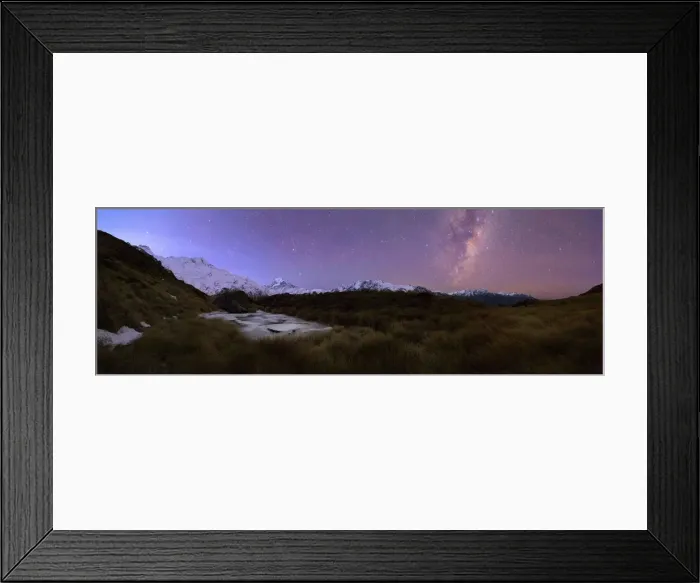 Framed Print : Night sky, milkyway, snow mountain new zealand Framed Print : Night sky, milkyway, snow mountain new zealand