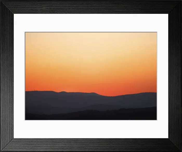 Framed Print : sunset colours over mountains