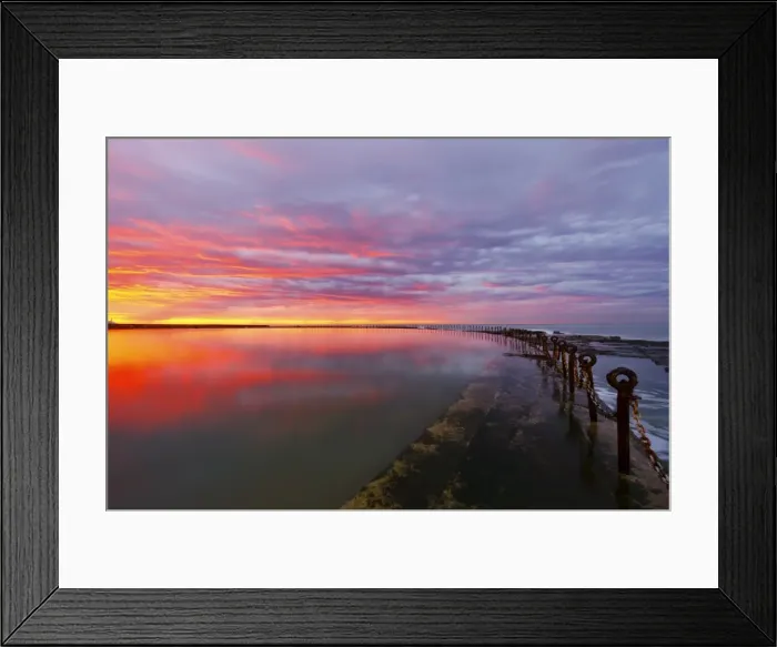 Framed Print : newcastle canoe pool reflection sunrise