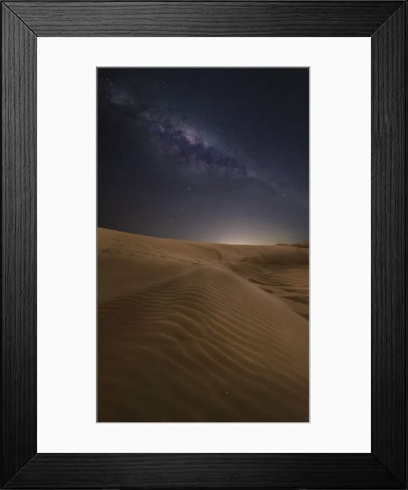 Framed Print : Sand dunes with stars and milkyway above Framed Print : Sand dunes with stars and milkyway above