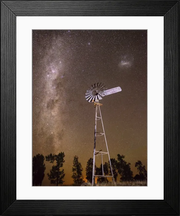 Framed Print : Windmill and milkway aligned Framed Print : Windmill and milkway aligned