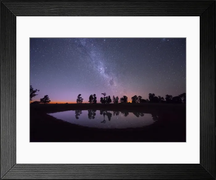 Framed Print : Milkyway dam reflection windmill Framed Print : Milkyway dam reflection windmill